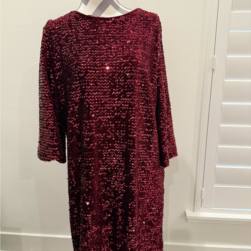 Chico's Burgundy Sequin Holiday Stunner